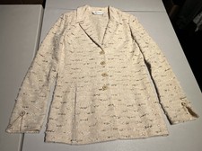 St. John Blazer Women’s 8 Cream Jacket Santana Knit Collection Gold Button Coat picture