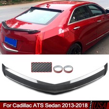 Highkick V Style Trunk Spoiler Wing Carbon Fiber Look Fit Cadillac ATS 2013-2018 picture