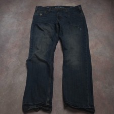 Mossimo Supply Co Jeans Mens 38x32 Slim Straight Dark Wash Blue Denim Disstress picture