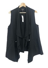 NEW Worthington Women's LARGE Black Drape Open Front Sleeveless Vest Career picture