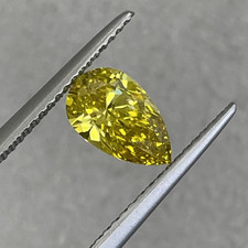 CERTIFIED 7.27 Ct Earth-Mined Natural yellow Diamond pear LOOSE VVS1/ 17.5 mm picture
