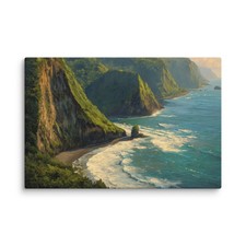 Pololu Valley Lookout Canvas Wall Art | Hawaii Island Hawaii | Coastal Decor picture