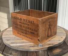 Antique Walter Baker Wood Ship Box Old Advertising Premium Chocolate Mass 10.5