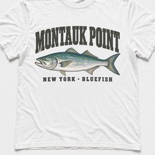 Montauk Point New York Shirt Bluefish Surf Fishing Graphic T Shirt Tee picture