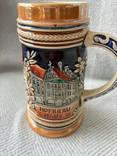 Vintage Hofbrauhaus Munich Germany Ceramic Beer Stein Raised Relief 5.75” picture