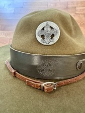 Vintage BSA Boy Scouts Scout Master Hat Felt Size 7 -1/8 W/ Placard picture