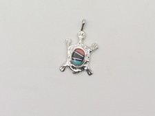 Arnold Maloney Navajo Turquoise Spiny Oyster Jet Sterling Turtle Pendant picture