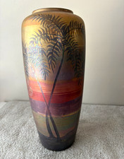 Vintage Weller pottery Lasa vase, 11 1/2”, tree scenery picture