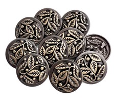 10PC Antiqued Bronze Leave Vines Metal Buttons with Shank 25mm 1 Inch picture