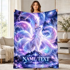 Personalized Celestial Fox Fleece Blanket picture