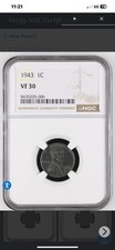 REAR 1943 1C  VF 30 NO MINT MARK STEEL PENNY picture