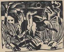 Czech Modernism - Original Expressionist Woodcut (1921) - Framed picture