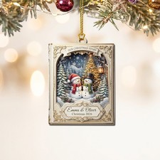 Personalized Snowman Story Book 2D Flat Acrylic Ornament Our Christmas decor picture