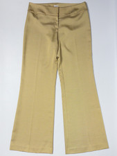 Cache Made in USA Shiny Golden Wide Leg Flared Stretch Trousers Women Size 8 picture