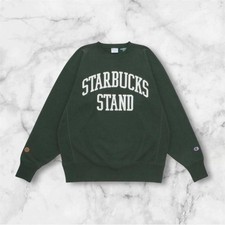 Starbucks BEAMS Champion Triple Collab Dark Green Reverse Weave Sweatshirt New picture