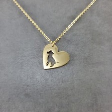 Heart Pit Bull Dog GOLD Plated Necklace  picture