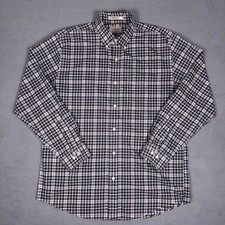 L.L.Bean Wrinkle Free Traditional Fit Plaid Button Down Shirt Navy Blue Mens picture
