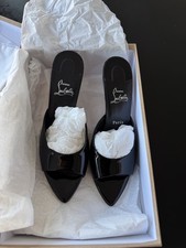 NEW Christian Louboutin Miss Z Mule 80mm Black Patent Leather Heels Size 39.5 picture