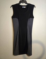 Abbeline Black/Gray Colorblock Sheath Dress M/M, Scoop Neck, Knit Stretch picture