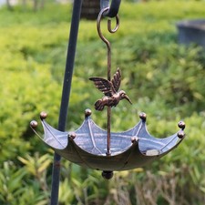 Antique Umbrella Bird Feeder Hanging Outdoor Garden Bird Bath Food Bowl Decor picture