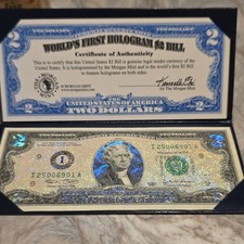 Rare “WORLDS FIRST” Double Sided Holographic $2 Dollar Bill COA From Morgan Mint picture