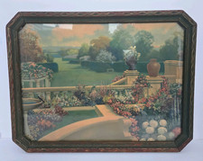 Vintage 1920s R Atkinson Fox Venetian Garden Lithograph Print Art Deco Frame picture