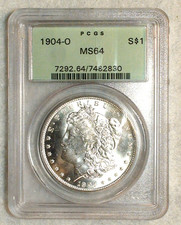 1904 O Morgan Silver Dollar PCGS MS64 NEAR GEM IN ORIGINAL GREEN HOLDER $1 Coin picture