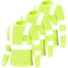 Olym Men's Class 3 Hi Vis Safety Long Sleeve Tee, 3-Pack picture