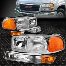 For 99-06 GMC Sierra 1500 Yukon Factory Style Fluted Lens Headlights Bumper Lamp picture