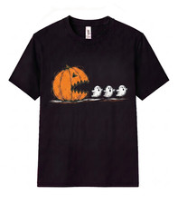 Funny Pumpkin Chasing Ghosts T Shirt Retro Halloween Y2K Meme Graphic Fall Tee picture