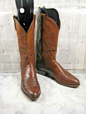 Lucchese 2000 Cowboys Western Boots Men 11D Shoes Brown Leather Rodeo Pull On picture