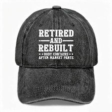 Retired and Rebuilt Funny Retirement Dad Hat Casual Unisex Washed Baseball Cap picture