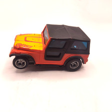 AFX  Aurora Jeep CJ-7 HO Slot Car Red Yellow Lighted Magna-Traction Vintage picture