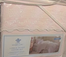 simply shabby chic pink  w/white embroidery twin duvet & sham set picture