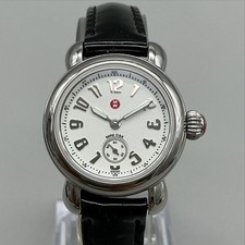Michele Mini CSX Womens Watch 26mm White Dial Black Leather Swiss New Battery picture