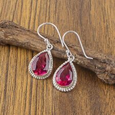 Natural Pink Tourmaline Gemstone Earrings 925 Sterling Silver Jewelry For Women picture