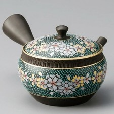 Tokoname Kutani yaki Japanese Teapot Green Sakura Kyusu 160ml by Gyokko Japan picture