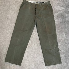 Vintage 90s J.Crew Men's 36x30 Green Chino Pants 100% Cotton Made in Hong Kong picture