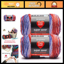 2-Pack Crochet Yarn, Bitty Stripes Firework - Premium Soft Yarn for Knitting & C picture