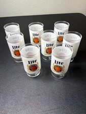 Set of 8 Vintage Miller Lite Glasses 10 oz Footed 5.25