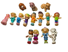 Polly Pocket Vintage Bluebird Dolls Figures People Lot Of 12 Dolls & 3 Pets READ picture