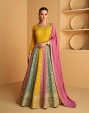 Multicolor Indian Pakistani Floor Length Anarkali Readymade Salwar Kameez Gown picture