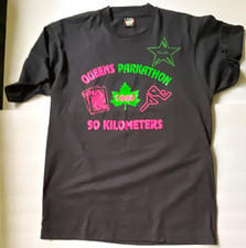 Vtg 1990 Queens Parkathon 50K Graphic Tee Black L  screen stars single stitch picture