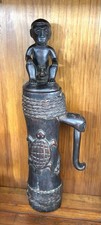 Antq 19th Century Dayak Figural Carved Wooden Shaman Vessel with Top picture