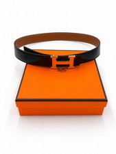 Hermes Reversible Belt 32mm Golden Brown and Black  Gold H Buckle size 90 picture