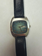 Vintage 1973 Bulova Automatic 23 Jewels Men's Dress Watch Day/Date Blue Dial picture