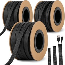 300 Feet 1/4, 1/2, 3/8 Inches Braided Wire Loom Automotive PET Cable Loom | E... picture