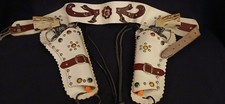 Mattel Fanner 50 Cowboy Cap Guns & White Leather  Holster. Gold Cylinders. Read. picture