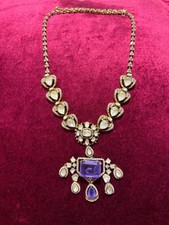 Gold plated Victorian styled 925 silver hall marked necklace set. picture