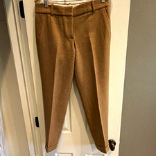 J.Crew Women's Brown Herringbone Wool Capri Pants Slim Mid Rise Pockets Zip picture